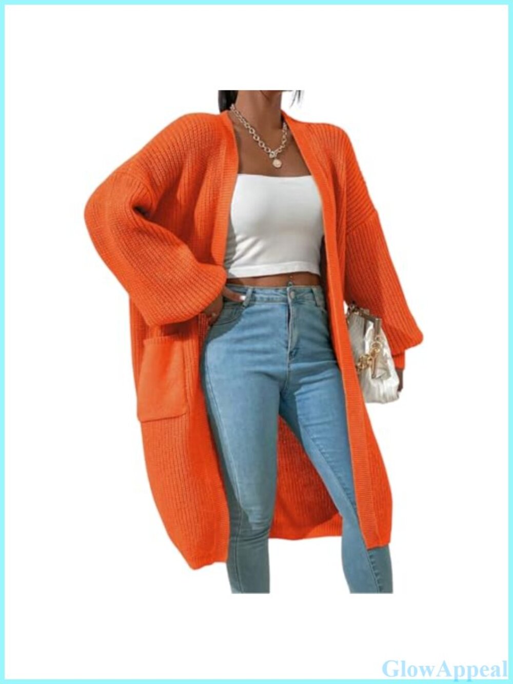 Oversized Fuzzy Knit Open Front Long Sleeve Midi Cardigan Sweater Coat with